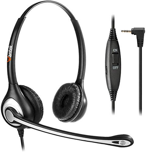 Wantek Cuffie Telefono da 2,5 mm con Microfono con Cancellazione del Rumore e Controllo del Volume, Cuffie Telefono Fisso Cordless per Gigaset