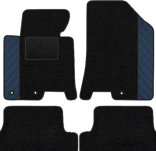 moto-MOLTICO Fußmatten Auto Velours Autoteppiche Schwarz Automatten Set 4-teilig - Auffälliges Design - passend für Hyundai Tucson Kia Sportage IV 2015-2020 (Blaues Muster)