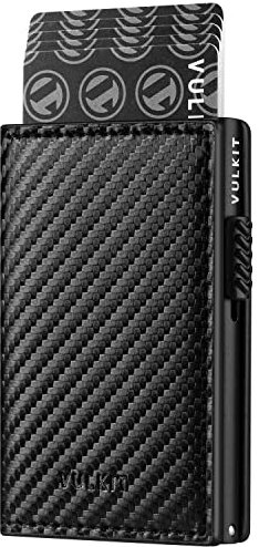 VULKIT Porte Cartes Portefeuille Pop Up Blocage RFID Porte Cartes Mince en Cuir Peut Contenir 11 Cartes et Notes