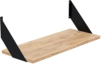 AKKE Wandregal - Hängeregal mit 18 mm Möbelplatte und Metallhalterungen - Wandablage für Moderne Wohnräume, Bücher, Pflanzen und Deko - Loft Flat 80 cm x 20 cm Goldenes Handwerk