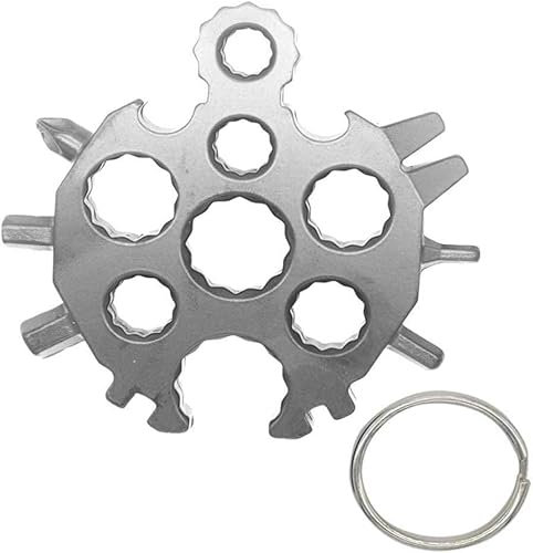 KOMEYA Schneeflocken-Multitool, Schneeflocken-Schraubenschlüssel, 20-in-1 Schneeflocken-Edelstahl-Multitool-Schraubendreher, Schlüsselanhänger, Kartenset, Outdoor-Schraubenschlüssel, Silber