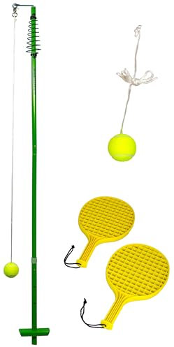 Sandora 2503001 Circletennis - Twistball - 3-teilig grün - gelb mit Ersatzball für tollen Garten Spielspaß und jegliche Freizeitaktivität für Camping und Unterwegs EIN absolutes Kindervergnügen
