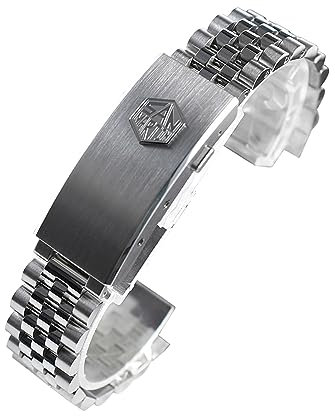 San Martin Uhrenarmband, Edelstahl, 20 mm, gebogene Endglieder, verstellbarer Verschluss, für SN0008 SN0128