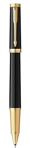 Parker Ingenuity Tintenroller, Schwarz mit goldfarbenem Rand