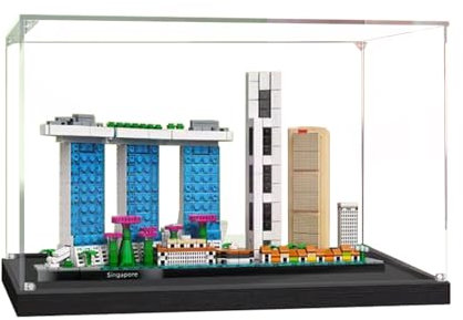 Acryl Vitrine für 21057 Architektur in Singapur Baustein Modell,Schaukasten Transparente Display Box Staubdichte Acryl Vitrine Kompatibel mit Lego (Nicht Enthalten Modellbausatz) B,3MM
