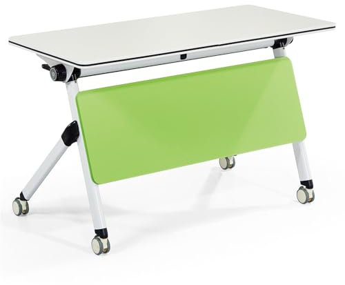 Innovz 4ft 5ft 6ft Folding Mobile Conference Table, Portable Foldable Training/Seminar Table, Heavy Duty Fold-in-Half Flip Top Utility Table, 300 Lbs Load(L 120cm(47) x W 50cm(20))
