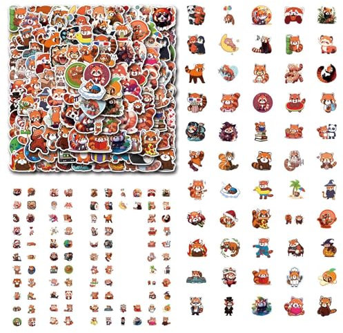 Panda-Aufkleber, süßer Panda, rot, Graffiti-Aufkleber, süßer Panda, Rot, 110 Stück, Party-Dekoration, wasserdicht, Anim-Zeichnung