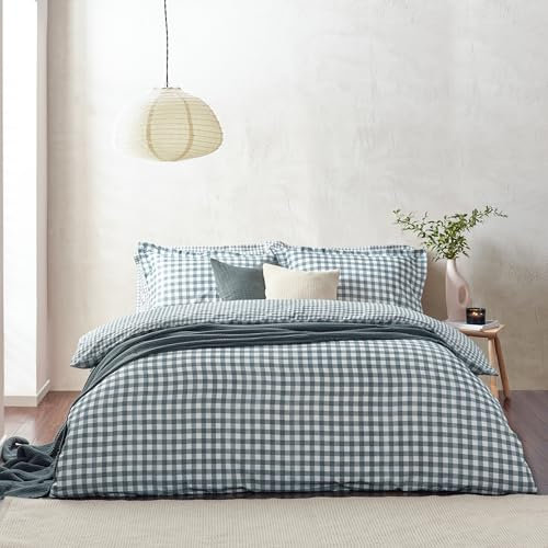 Yard Ensemble de Housse de Couette à Carreaux Vichy Barton - Marine - Simple, Twin