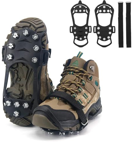 Spikes für Schuhe Winter, Anti Rutsch Schuhspikes, 11 Zähne Schuhkrallen, rutschfeste Eisspikes für Schuhe und Stiefel, Robuste Steigeisen Ice Grips Klampen für sicheres Gehen und Wandern(L)