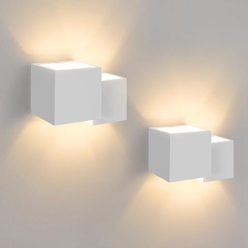 Homefire Wandleuchte Innen Wandlampe G9-2er Modern Design Up Down Flur Wandlampen Treppenhaus Leuchten Weiß Gipsleuchte Wandbeleuchtung für Schlafzimmer Kinderzimmer - Ohne Leuchtmittel