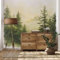 Yidbhsse Aquarell Baum 3D Effekt Tapete 350x256 cm, Botanisch Wald Wandtapete Wohnzimmer Wanddeko, vliestapete Grüne Kiefer Fototapete Schlafzimmer, Motivtapete