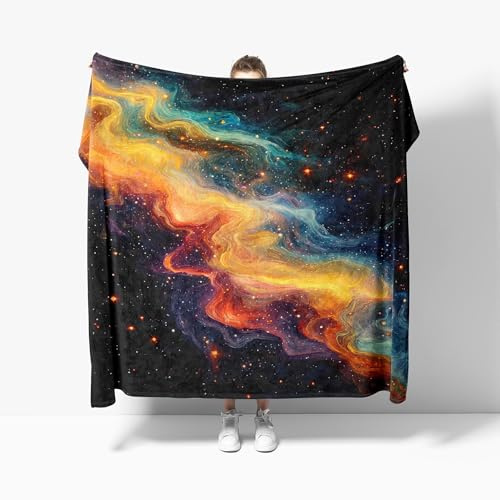 Traumhafter Sternenhimmel Kuscheldecke Flauschige Couch Decke L 70x100cm Bunt Fleecedecke, Warmer Tagesdecke - Leichte Decken für Sofa Bett, Winter Weiche Decke Für Kinder Erwachsene