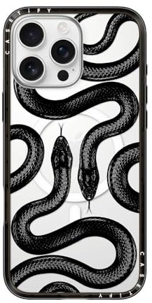 CASETiFY Compact iPhone 16 Pro Max Hülle [MagSafe-kompatibel/Schlank/Schutz vor Stürzen aus 1,2 m] - Black Kingsnake - Transparentes Schwarz