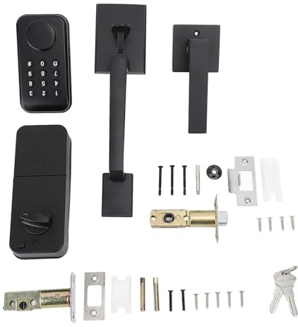 Serratura Smart Porte Blindate, Serratura Keyless à Empreinte Digitale avec Poignée, Clavier Électronique Noir - Verrouillage Automatique, Résistante à l’Eau, Installation Facile