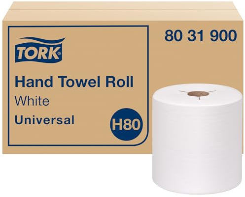 Tork 8031900 Universal Papierhandtuchrolle, Y-Kerbe, 1-lagig, 20,3 cm Breite x 22,6 m Länge, naturfarben (6 Rollen, 800 Fuß pro Rolle, 1,4800 m pro Fall)
