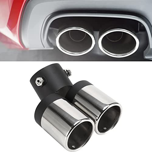 Doppelauspuffrohr, auspuffblende, Qiilu Auto Auspuff UNIVERSELLES MARMITTA-TERMINAL DI SCARICO DOPPIO TUNING SILENZIATORE PRO AUTO EM