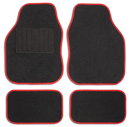 Safe Travel 27652 Universal-Automatten-Set für Linkslenker, Geschweißter Ferseneinsatz, Rote Einfassung