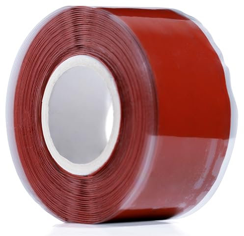 YoiYee Red Self-Amalgamating Tape - Waterproof Self-fusing Silicone Rubber for Plumbing, Leak Stop, Pipe Sealing, Hose Repair, and Electrical Insulation - 3m x 25mm