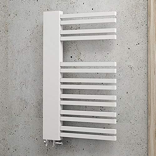 Schulte H023009 04 Badheizkörper Bologna, 81 x 50 cm, 387 Watt Leistung, Anschluss unten links, alpinweiß, Heizkörper mit Handtuchhalter-Funktion