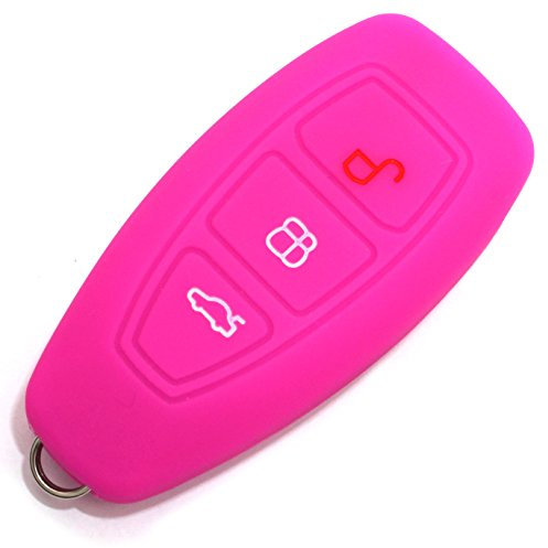 Schlüssel Hülle FD für 3 Tasten Auto Schlüssel Silikon Cover (Neon Pink)
