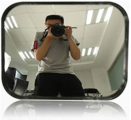 Miroir de Sécurité Convexe Rectangulaire, Miroir Observation intérieur Grand Angle HD, Surveillance Magasin Commerce Entrepôt Bureau, Noir, 24 x 18 cm