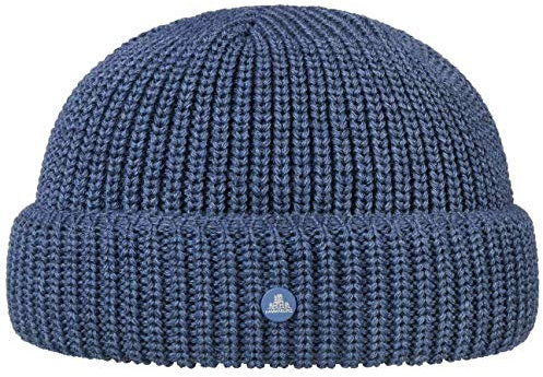 HAMMABURG Strick Dockermütze Beanie Wolle Made in Italy Damen Herren Herbst Winter blau One Size