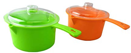 Set of 2 Microwave Saucepan with Lid Store Heat and Eat 800ml Each