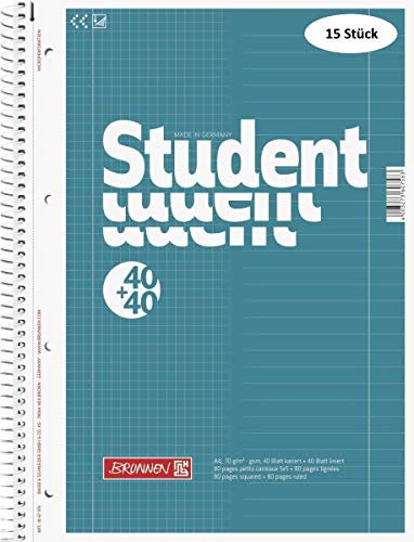 Brunnen 1067974 Notizblock/Collegeblock Student Duo (A4 liniert (Lineatur 27, Lineatur 28) 70 g/m²) (15, A4)