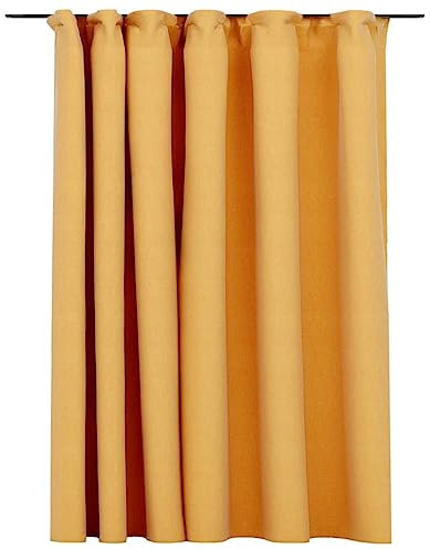 vidaXL Vorhang Verdunkelung mit Haken Verdunkelungsvorhang Kräuselband Thermo Gardine Blickdicht Thermovorhang Leinenoptik Gelb 290x245cm