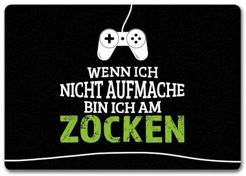 trendaffe Wenn ich nicht aufmache Bin ich am zocken Fußmatte randlos mit Controller Motiv