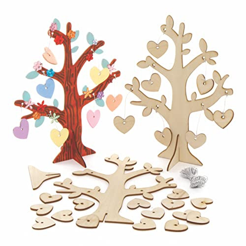 Baker Ross AX759 Arbre en forme de cœur - Paquet de 2, pour les enfants à peindre, décorer et exposer pour l'artisanat de la Saint-Valentin