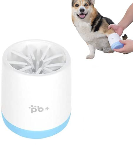Pet Paw Cleaner Cup for Dogs Cat Foot Washer Cup Portable Cleaning Brush Dog Claw Care with Removable Soft Silicone Bristles for Cleaning Dirty and Muddy Paw (Blue:small size 10×8.6CM)