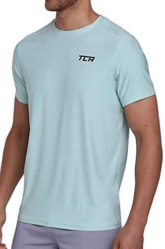 TCA Galaxy Sport Tshirts für Herren Fitness - Kurzarm Fitness Lauf Tshirts - Sport Shirt für Männer - Fitness Sport Herren T-Shirt - Herren Sport Tshirt - Hellblau, S