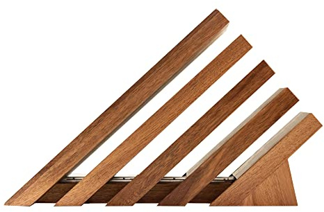 Messermeister Next Level Magnetic Knife Block, Acacia - Modern, Ventilated & Lighted with UV LEDs - Holds 16 Knives or Steels & Scissors - 12w x 9h x 5d