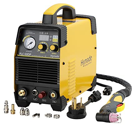 hynade Pilot Arc Plasma Cutter, PLC-50DP 50Amp High Frequency Non-Touch Pilot Arc Digital Plasma Cutter, DC Inverter 110/220V Dual Voltage Cutting Machine (PLC-50DP)