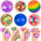 Pipihome Anti-Stressbälle zum Kneten, 6 Stück Squeeze Bälle mit Glitzer Bunte Quetschball mit Wasse Perlen für Dekompression, ADHS Angst Autismus Wurfball Spielzeug für Kinder und Erwachsene