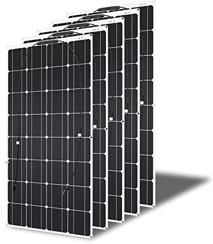 500W Flexible 12V Panel Solar (5 x 100W) exteriores Monocristalino Solar panel Cargador con cable de carga para baterías de 12V de automóviles, vehículos recreativos y barcos