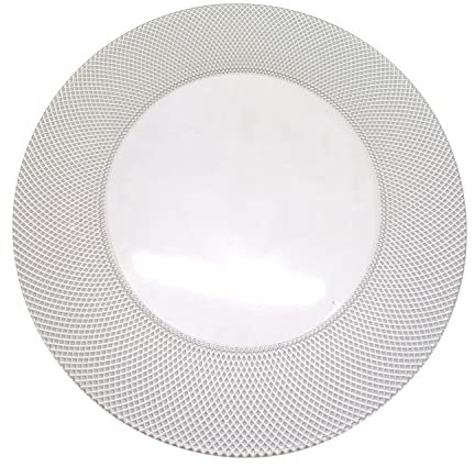 WedDecor 33cm Round Charger Plate, 1pc Charger Plate, for Centerpiece Presentation Dinner Plate Set, Weddings, Banquets, Christmas Parties Table Decorations, Checkered Silver