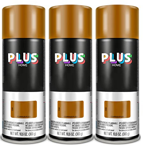 PLUS HOME Pintura Spray 520cc para pintar todo tipo de super cies: madera, metal, cartón, tela, piedra, bra de vidrio, plásticos rígidos, etc para bricolaje y DIY.Cobre (Ral:P152)(Paquete de 3)