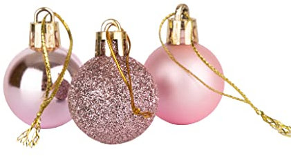 Lot de 12 Boules de Noël incassables pour Sapin de Noël - 30 mm - Rose pâle - Décorations de Noël à Suspendre - Brillantes, Mates, pailletées