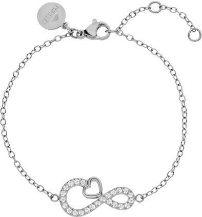 Purelei® Infinity Love Armband, Damen Armband aus langlebigem Edelstahl, wasserfestes Armband Damen mit Infinity- und Herzanhänger, 16-19 cm Länge verstellbar (Silber, Edelstahl)