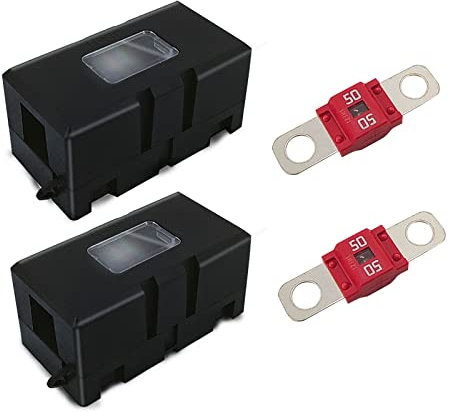2 Stück ANS Auto Sicherungshalter für MIDI Sicherungen, 2 Stück Hochstrom-Bolt-On-Midi-Sicherungen für Autos, LKWs, Fahrzeuge (50A)