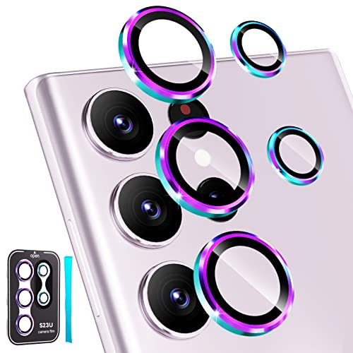 imluckies Kameraschutz für Samsung Galaxy S23 Ultra 6.8 Kamera Linse Schutzfolie, Individuelle Aluminiumrand & Ultra HD Gehärtetes Glas, 9H Härte Anti-Kratz Kamera Schutz Zubehör 2023, Bunt