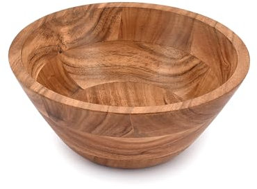 Samhita Acacia Wood Salad Bowl, Perfect for Salad, Vegetables Salad Bowl & Decorative Centerpiece Absolute Beautiful with Your Kitchen (22.86cm x 22.86cm x 10.16cm)