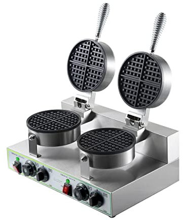 GS Multitrade Waffeleisen Waffelmaschine Waffeleautomat mit doppelten Antihaftplatten Timer 50-300 Grad stufenlos