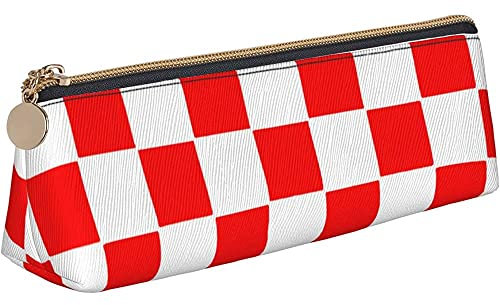 Federmäppchen, Klassisch Rot Weiß Kariert Bleistiftetui Premium Federmappe Tragbar Federtasche Für College-Studenten College Büro