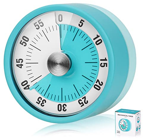 Kitchen Timer, Visual Timer for Kids & Adults with 60-Minute Countdown Clock, Mechanical Digital Timer with Magnetic Backing - for Classroom, Office, Cooking & Baking (Blue)