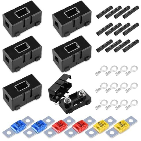 Udbrud ANS Portafusibili per Auto, 6 pezzi Portafusibili Midi Mega Fusibili 40A 50A 60A Portafusibili con Copertura di Protezione per Auto, Camion, Veicoli