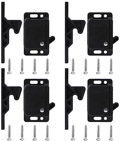 KALIONE 4 Pack RV Drawer Latches and Catches, Pull Force Cabinet Doors Push to Close Latch RV Cabinet Door Replacement Latch for Camper, Home, Kitchen, Bathroom, Office