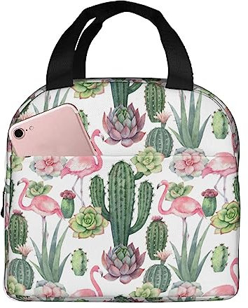 MQGMZ Pink Flamingo Sukkulenten Druck Leicht Langlebig Halten Warm Isolierte Lunchbox Für Frauen Und Männer, Tragetasche Für Büroarbeit